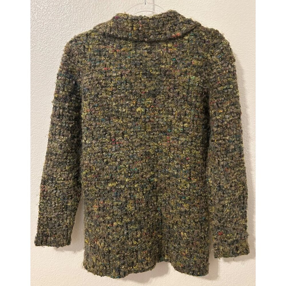 Talbots Women's Green Small Textured Button-Up Sweater Italy Mohair Wool - Picture 2 of 7